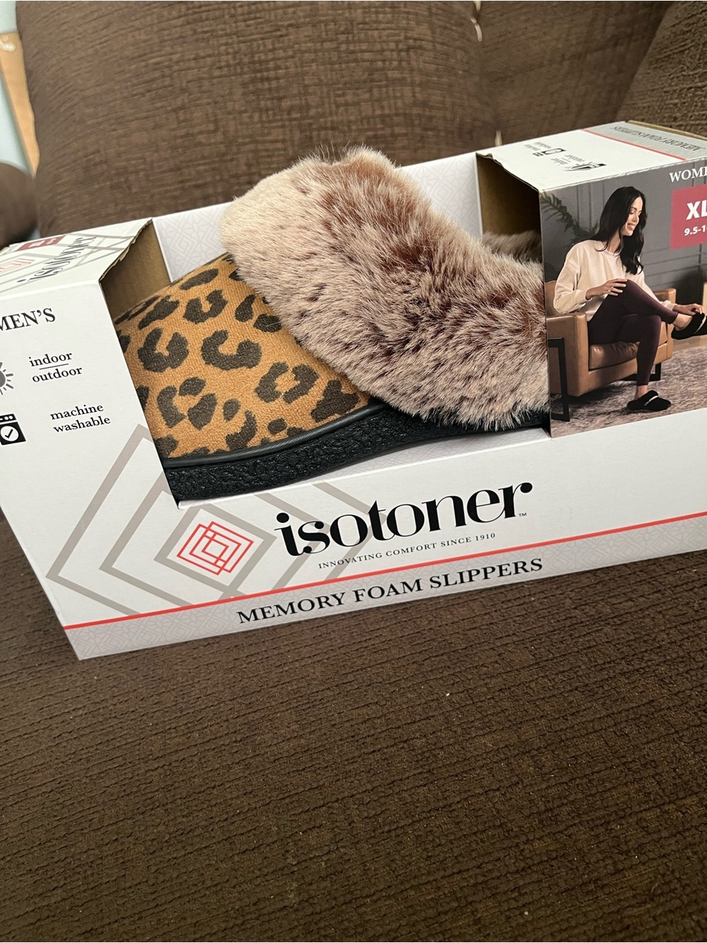 Plush Faux Fur Slip-On Slippers in Taupe